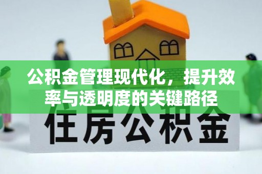 从化公积金管理现代化，提升效率与透明度的关键路径